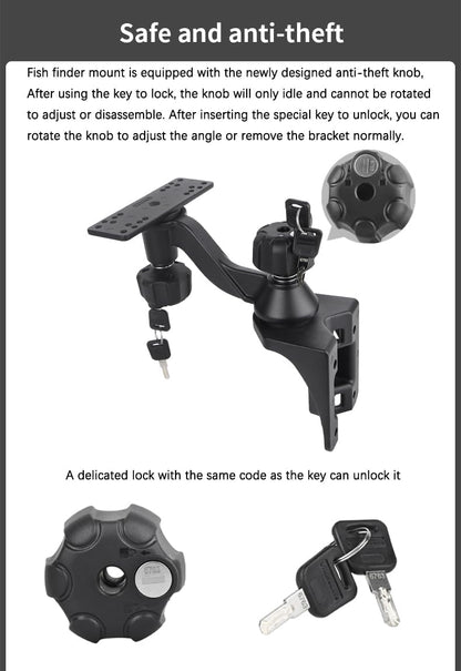 Strg Fish Finder Mount with Lock for Boat, Kayak Fish Finder Swing Mount Marine Electronics Mounts with Rectangular Plate Compatible with Scotty Garmin Lowrance Humminbird and More Depth Finder
