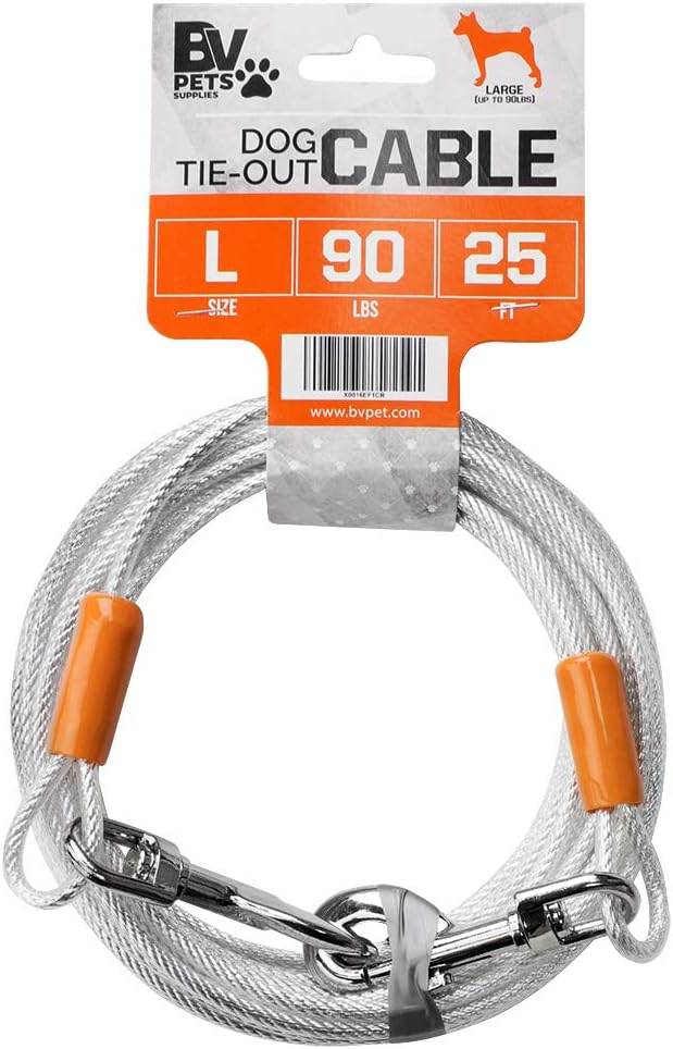 BV Pet Small Tie Out Cable for Dog up to 35 Pound, 25-Feet