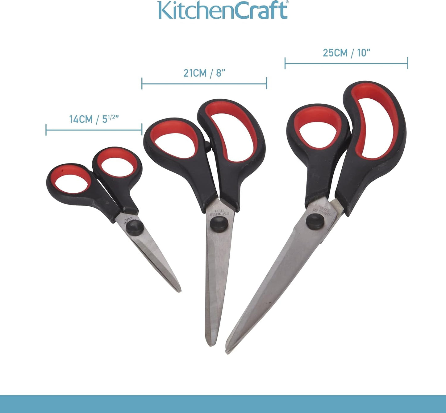 3-Piece Kitchen Scissors Set with Storage Block | Stainless Steel Multi-Purpose Shears