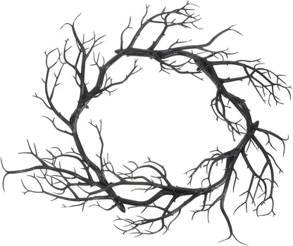 MAGICLULU Black Twig Wreath, 16.5 in Artificial Branch Wreath for Door, Halloween Simulated Twig Garland for Home Decor