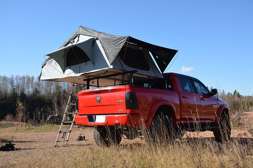 Enthuze 4 Person Rooftop Tent | Waterproof Hard Base Roof Tent for Trucks, SUVs & Trailers with Mattress & Aluminum Base
