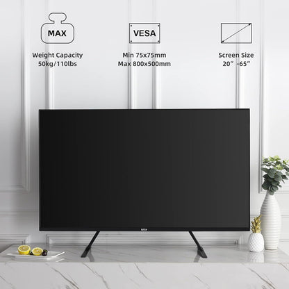 Suptek Universal TV Stands, Table Top TV Stand, Pedestal TV Stand for Most 17"-55" Screens, Height Adjustable TV Base Stand with Tempered Glass Base and Wire Management, Hold up to 40kg, VESA 75/400mm