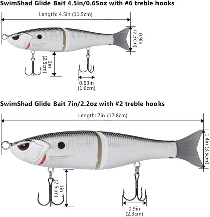 Bassdash SwimShad Glide Baits Jointed Swimbait Bass Pike Salmon Trout Muskie Fishing Lure