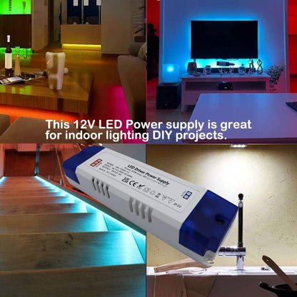 Cheopha 120V to 12V Converter LED Driver 12V 60W Transformer 5A LED Strip Power Supply for LED Strip Light, Under Cabinet Puck, G4 MR11 MR16 LED Light Bulbs, Pack of 1[Non Dimmable]