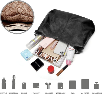 Ashioup Hobo Bags for Women Soft PU Leather Shoulder Bag Vintage Slouchy Handbag with Zipper