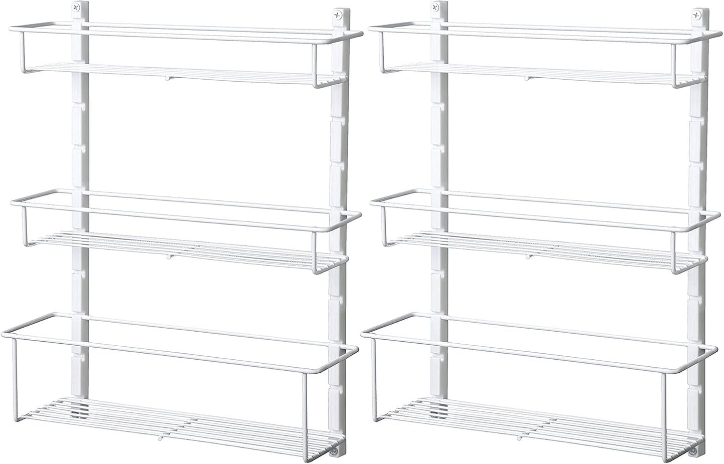 ClosetMaid Adjustable 3 Shelf Spice Rack Organizer Kitchen Pantry Storage for Cabinet Door or Wall Mount with Metal Shelves, White (2 Pack)