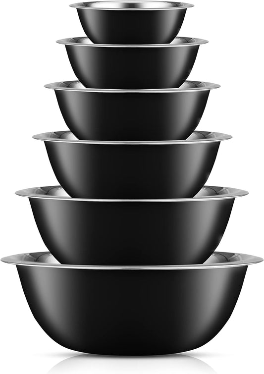 JoyJolt Stainless Steel Mixing Bowl Set - 6 Piece Nesting Bowls, 5qt to 0.5qt, Ideal for Kitchen, Cooking, Baking and Storage