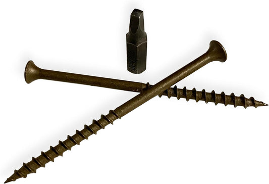 #8 x 3" Deck Screws | Square Drive | Bugle Head | Brown Ruspert | 100pcs Box