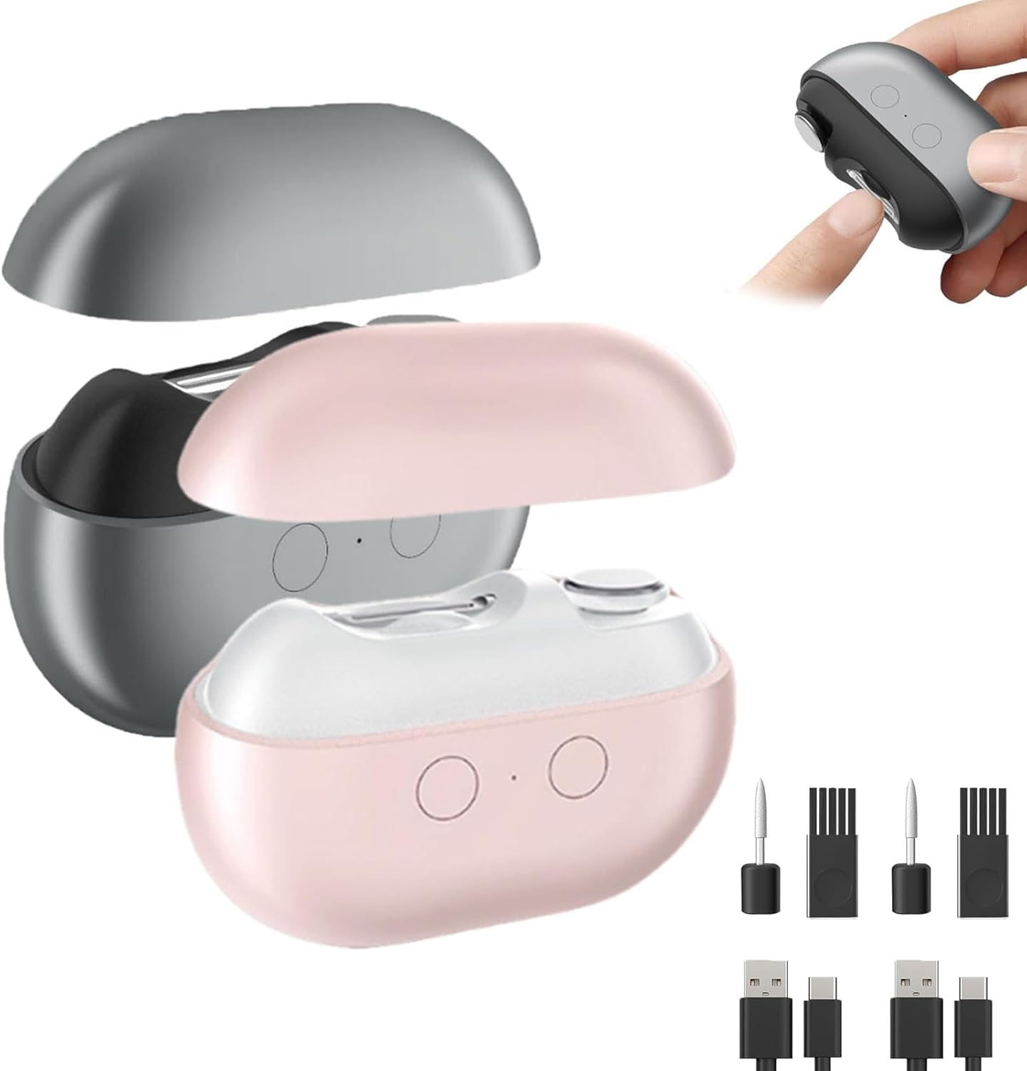 Fanyil Easyclip Smart Nail Clipper, 3-in-1 Electric Nail Clipper, with LED Light and Debris Collector, Portable, Suitable for Home Travel and Gift Giving (Pink)