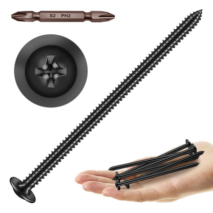 150Pcs #8 × 2" Black Screws for Wood, Phillips Truss Head Wood Screws, Quick Metal Self Tapping, Zinc Plated Steel, Truss Head Screws by Mywish