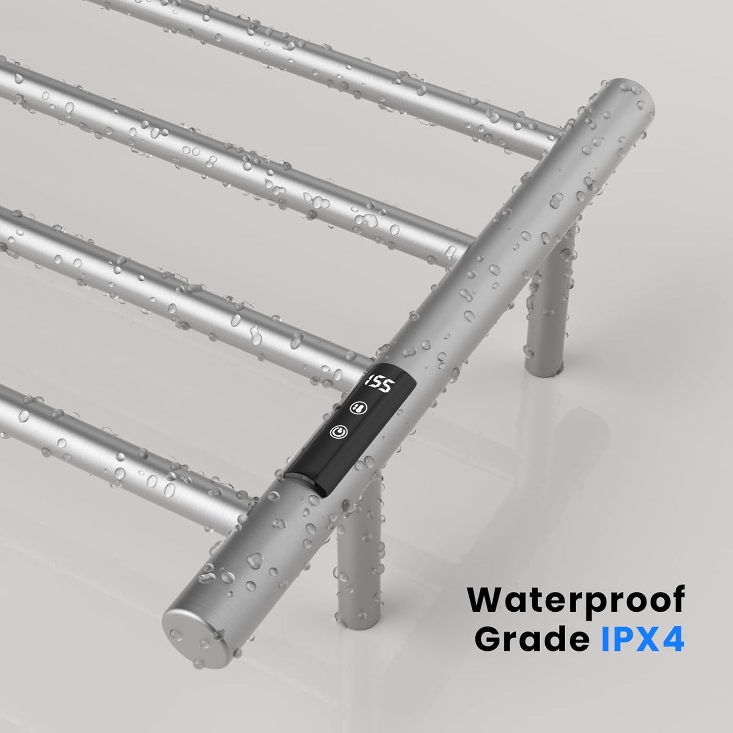 POPFLY Heated Towel Rack, Wall Mounted Electric Hot Towel Warmer, 4-Bar 304 Stainless Steel Small Heated Towel Warmer Rack for Bathroom with Timer and Temperature Control, Brushed