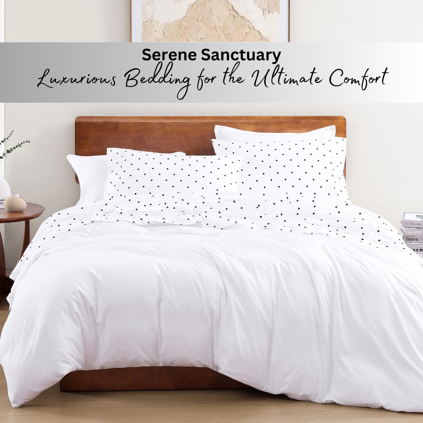 Lane Linen 100% Organic Cotton Queen Sheet Set, 4-Piece Percale Bed Sheets for Queen Bed - Soft, Breathable, Hypoallergenic, Deep Pocket Fits Mattress Up to 15" Deep, Hotel Quality Sheets - White