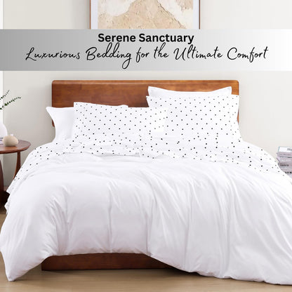 Lane Linen 100% Organic Cotton Queen Sheet Set, 4-Piece Percale Bed Sheets for Queen Bed - Soft, Breathable, Hypoallergenic, Deep Pocket Fits Mattress Up to 15" Deep, Hotel Quality Sheets - White