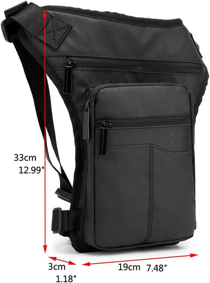 Motorcycle Drop Leg Bag Nylon Waist Pack for Men Women Travel Hiking Tactical Cycling Bike Ride Riding Crossbody Shoulder Fanny Pouch