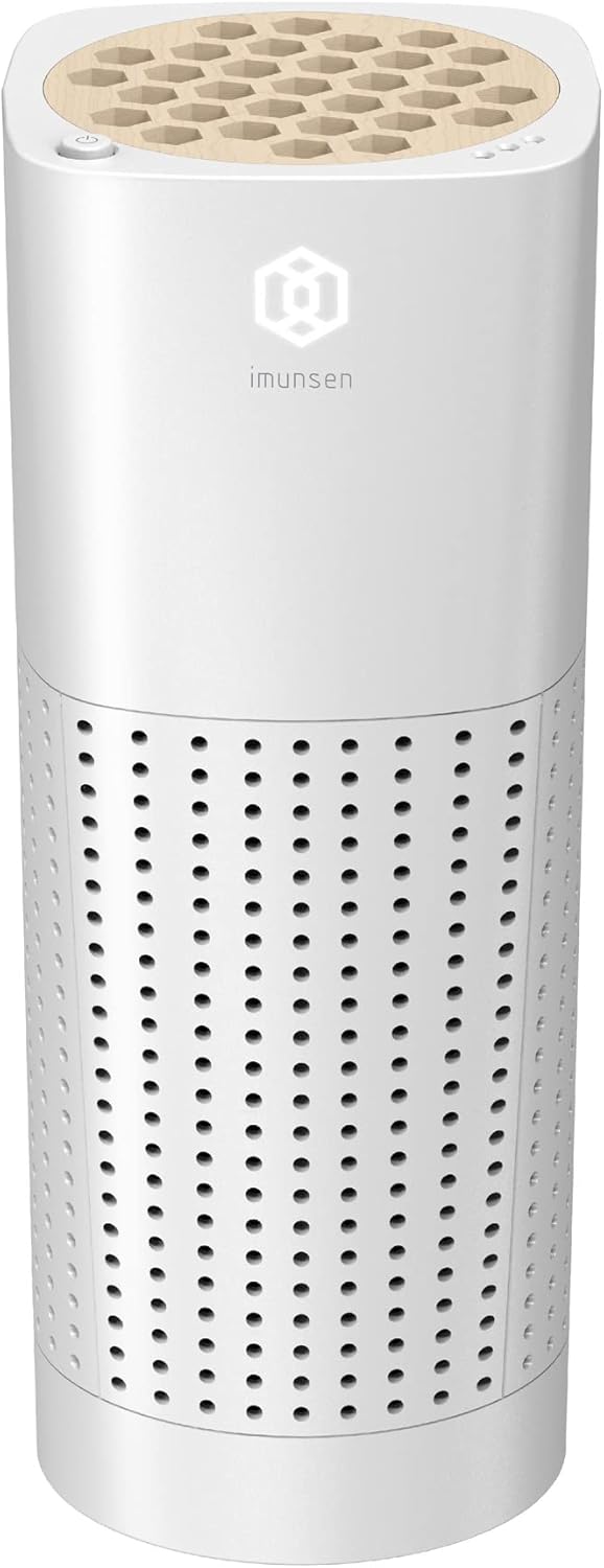 IMUNSEN M-003R True HEPA 13 Filter Air Purifier for Car, Desk, and Office with Carbon Deodorization Filter, 4-Stage Filtration, Smoke, Odors, Allergens, USB Port 5V, Made in Korea - Red - PuriLite