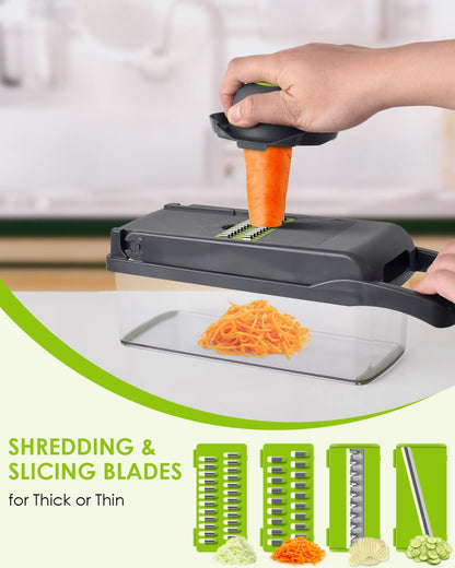 Vegetable Chopper for Kitchen, 26 in 1 Onion Chopper Slicer Dicer Potato Cutter Food Chopper Veggie Salad Maker Dicing Machine Potato Fruit Dicer with Container