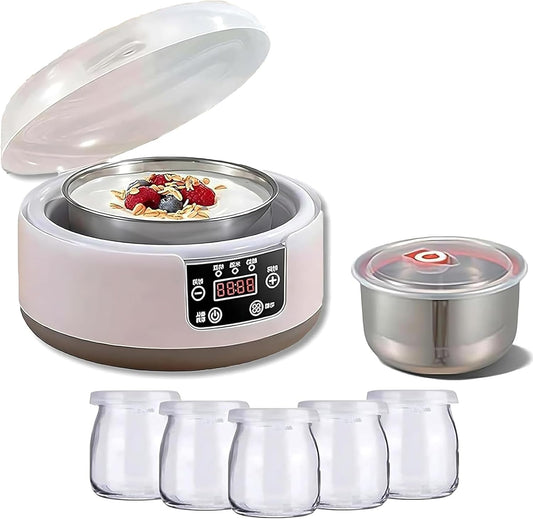 Digital Yoghurt Maker, 2025 New Probiotic 1.2L Yogurt Maker Machine with 5pcs Cup, 36 Hour Constant Temperature Control, Led Display Adjustable Time, for Homemade Yogurt/Natto/Rice Wine/Fermentation