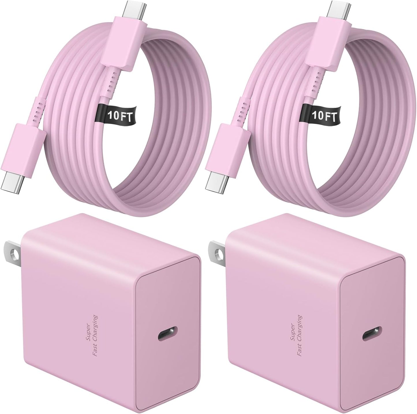 45W Super Fast Charger Type C, 2-Pack 45W USB C Charging Block with 10ft USB C to Type C Cables for Samsung Galaxy S25 S24+/UltraS23/S22/S21/S20/Note10/20 iPhone 16/15 Pro,Pro Max