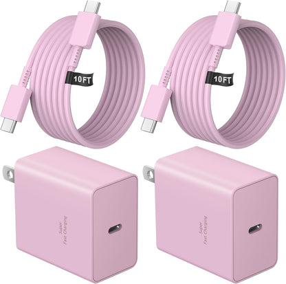45W Super Fast Charger Type C, 2-Pack 45W USB C Charging Block with 10ft USB C to Type C Cables for Samsung Galaxy S25 S24+/UltraS23/S22/S21/S20/Note10/20 iPhone 16/15 Pro,Pro Max