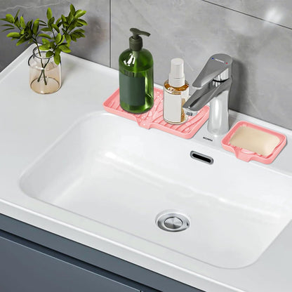 TIKNIK Silicone Dish Drying Mat for Kitchen Counter, Dish Drying Pad, Non-Slip Drain Pad with Built-in Drain, Heat Resistant Stone Drying Mat(40 L x 33 W cm, Grey)