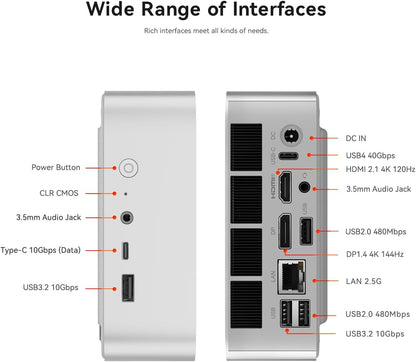 Beelink SER8 Mini PC, AMD Ryzen 7 8845HS(4nm, 8C/16T) up to 5.1GHz, Mini Computer 32GB DDR5 RAM 1TB M.2 NVME SSD, Desktop PC 4K@144Hz Triple Display, Mini Gaming Computer WiFi6/BT5.2/2.5Gbps/W-11 Pro