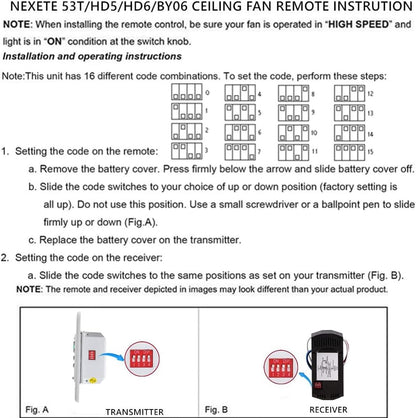 Universal Ceiling Fan Wall Remote Control 3 Speed Light Dimmer Switch 4-DIP Compatible with Hampton Bay, Harbor Breeze, Hunter (Wall Remote Control Only)