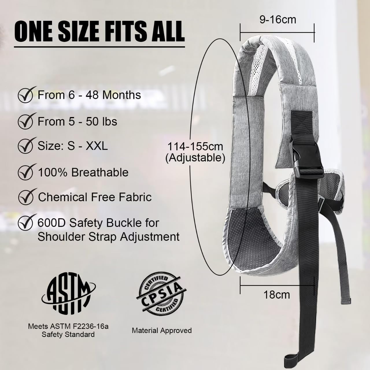 Easy to Carry Carrier - Compact Toddler Carrier with Adjustable Strap, Soft Lining, Non-Slip Hip Seat for Babies and Toddlers (7-45 lbs, 6-48 months)