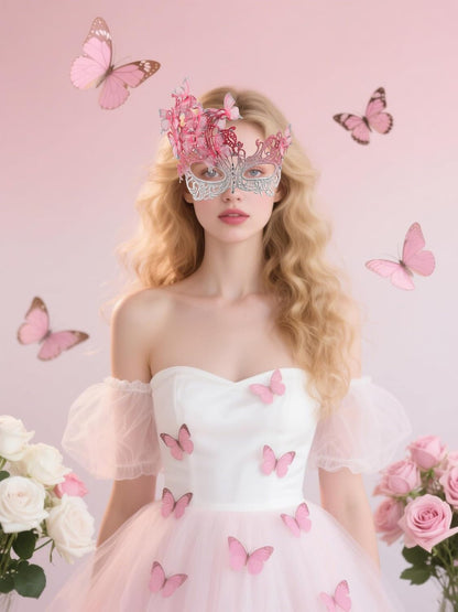 Comott pink halloween Masquerade mask for women and girls - Mardi Gras butterfly mask for halloween Costume parties