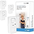 3 Pack Door Alarms with Delay When Left Open 130db Window Break Sliding Siren Vibration Detect Sensor for Home, Apartment Security. Keypad Intruder Burglar Entry Alert. Pool Alarm for Kids Safety