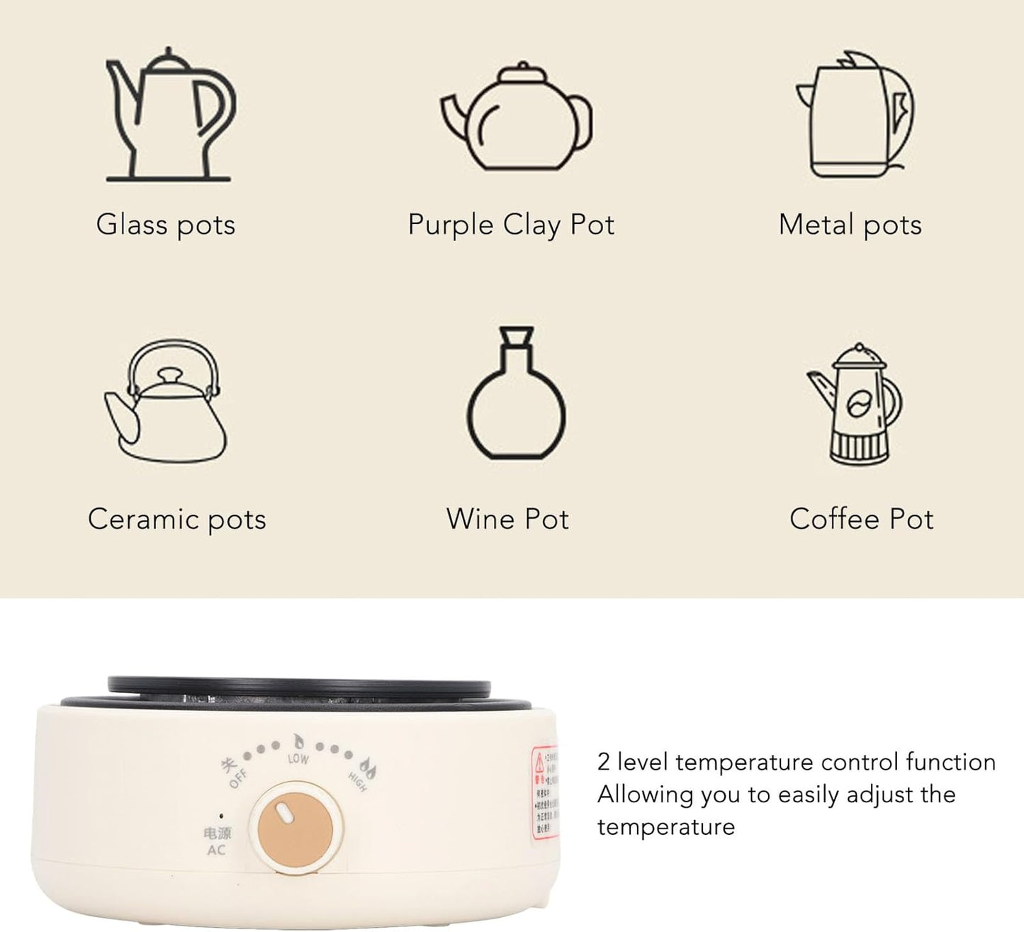 Electric Mini Stove Portable 4 Hot Plate 500W 110V Electric Ceramic Stove for Boiling Water, Making Tea and Coffee (Black)