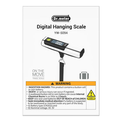 Luggage Scale, Dr.meter Digital Hanging Weight Scale with Tape Ruler, Portable Suitcase Scale 110lb/50kg Backlight LCD Display Electronic Scale Travel Essentials Traveler Gifts, Overload Alarm-Silver