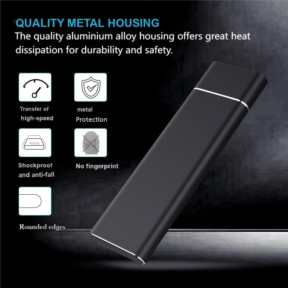 External Hard Drive 2TB USB 3.0,Portable HDD Ultra Slim Storage Type C Compatible with PC/Laptop/Mac os