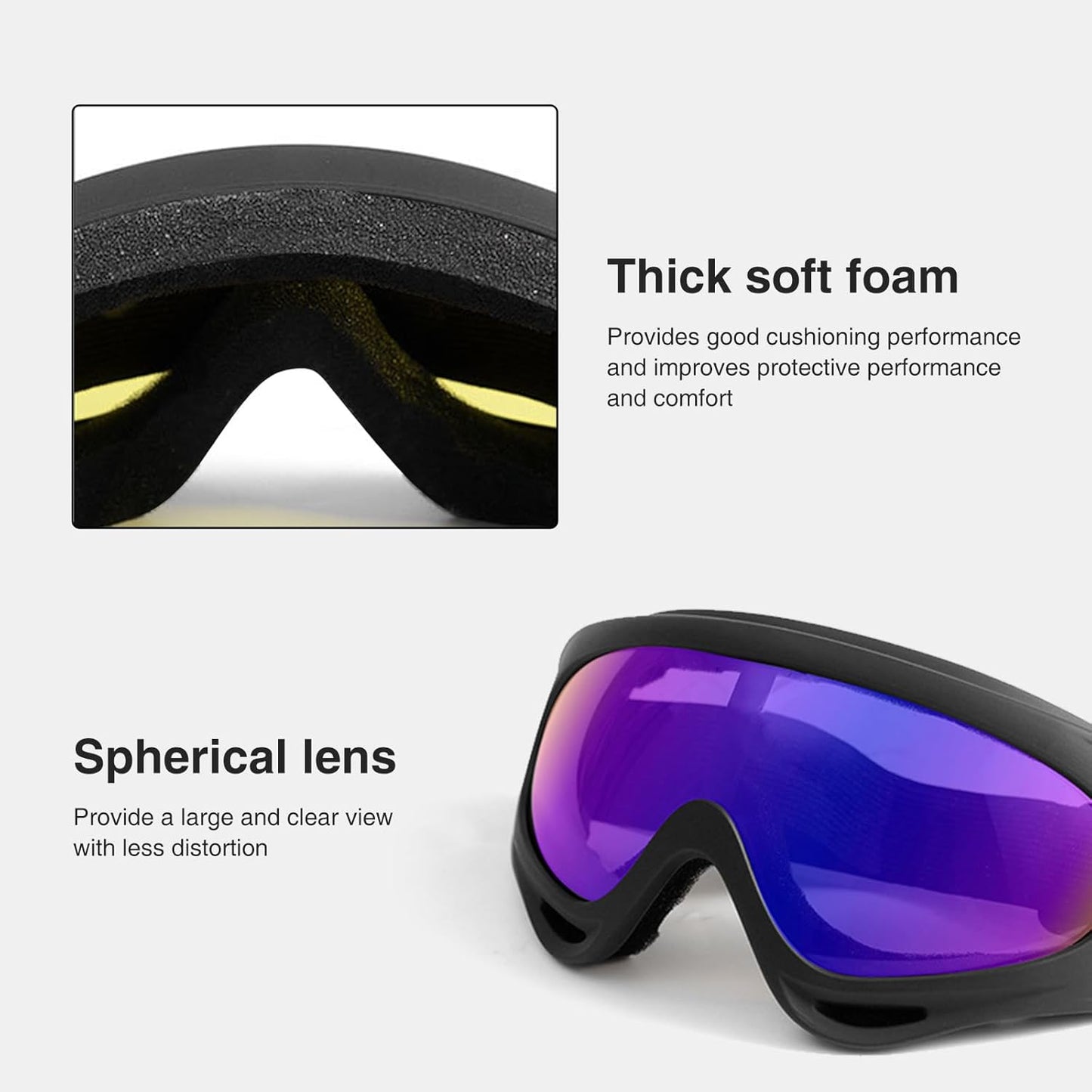 8 Pack Motorcycle & Ski Goggles - Dirt Bike & Snowboard Goggles for Men, Women & Youth