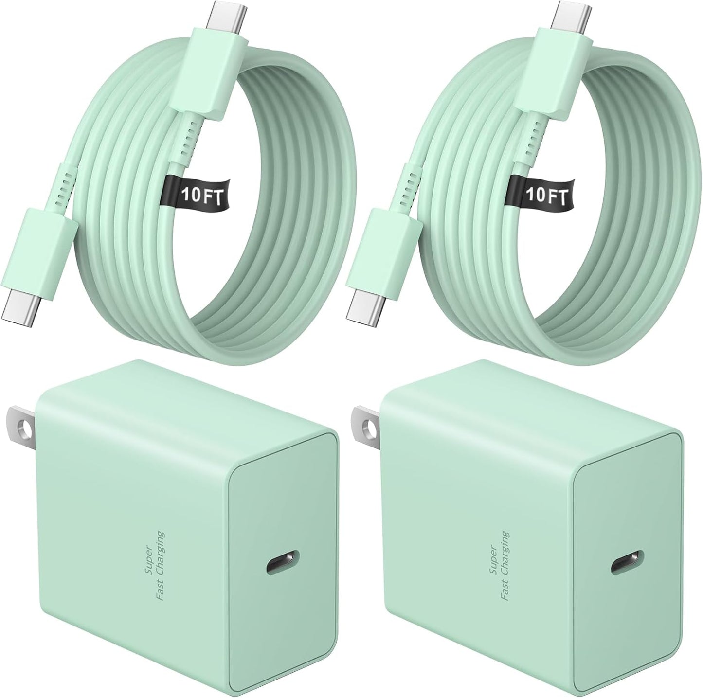 45W Super Fast Charger Type C, 2-Pack 45W USB C Charging Block with 10ft USB C to Type C Cables for Samsung Galaxy S25 S24+/UltraS23/S22/S21/S20/Note10/20 iPhone 16/15 Pro,Pro Max