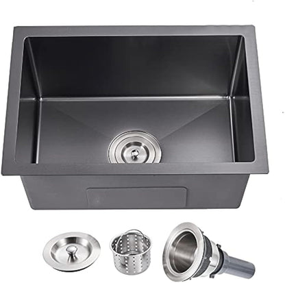 MENATT 20-inch Undermount Kitchen Sink, SUS304 Stainless Steel Handmade Single Bowl Kitchen Sink with Sink Strainer (Brushed), 20"x16"x9"
