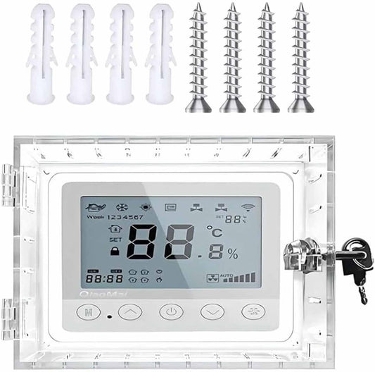 LinamHoz Universal Thermostat Lock Box with Key, Universal Clear Thermostat Guard Box, Thermostat Guard for Thermostat on Wall Fits Thermostats, (7.8in*4.7in*2.3in)
