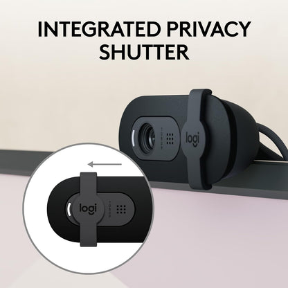 Logitech Brio 101 Full HD 1080p Webcam for Meetings and Streaming, Auto-Light Balance, Built-in Mic, Privacy Shutter, USB-A, for Microsoft Teams, Google Meet, Zoom and More - Black