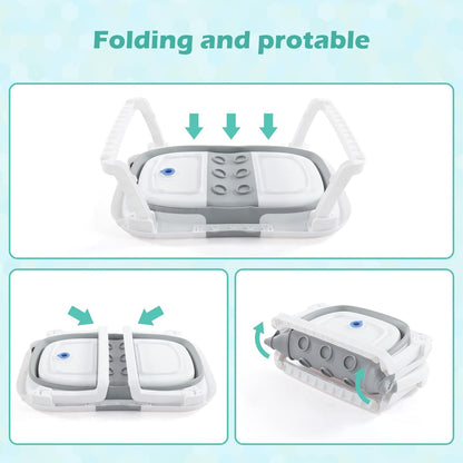Baby BathTub, 4-in-1 Newborn to Toddler Tub with Temperature Sensor,Infant Waterproof Ear Cap and Soft Cushion included,Pink