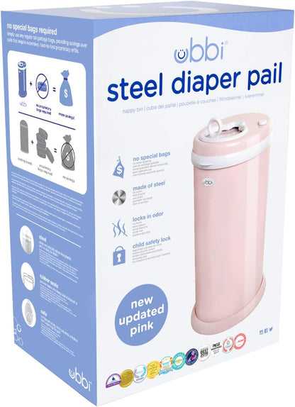 Ubbi Steel Diaper Pail, White