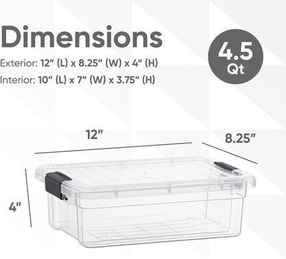 Superio Storage Bins with Lids- 3 Pack, 1.85 Qt Clear Boxes for Organizing, Stackable Plastic Containers- BPA Free, Non-Toxic, Odor Free, Organizer for Home, Office, Dorm