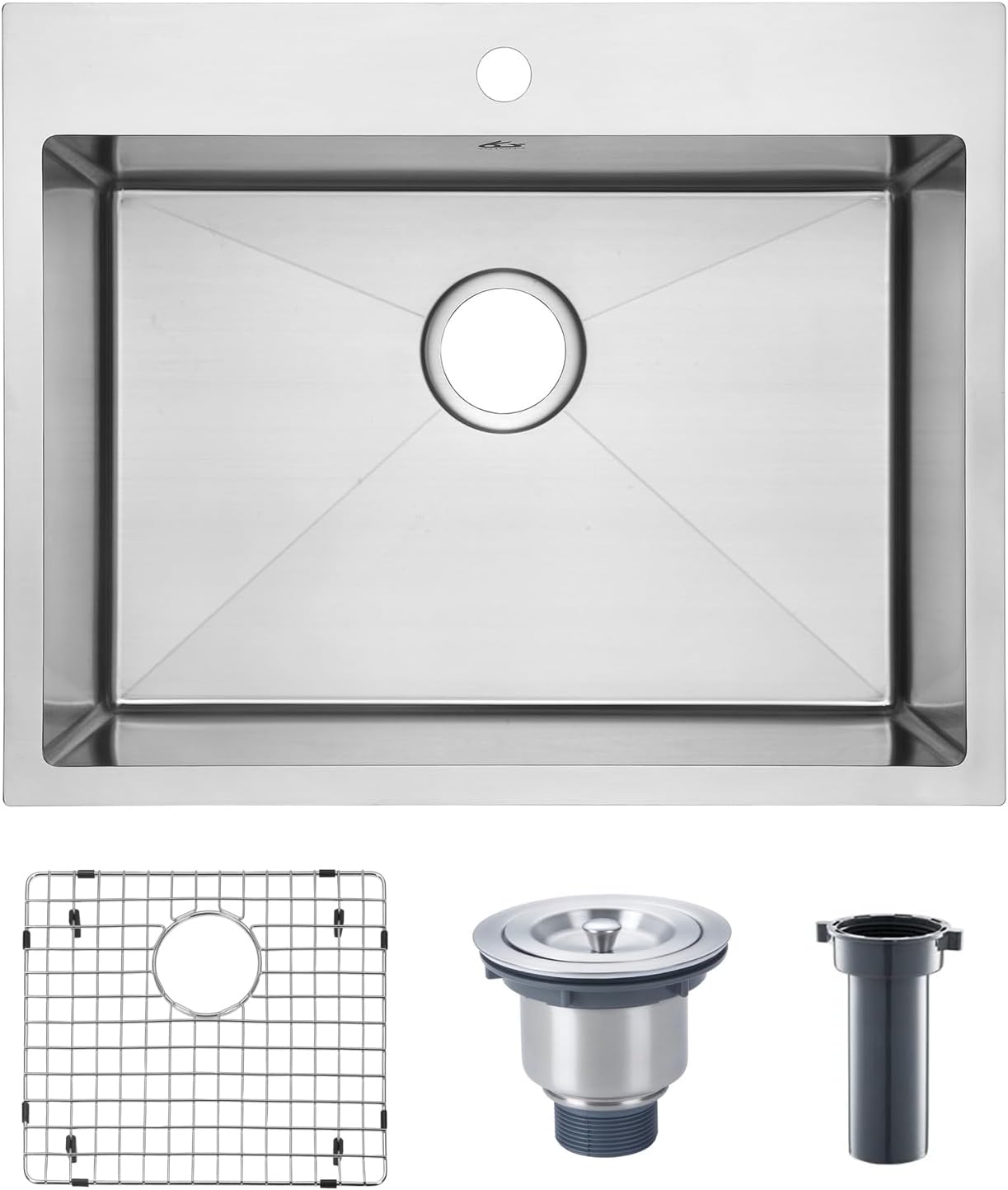 Yutong 16" x 20" Top-Mount/Drop in SS304 Stainless Steel Kitchen Black Sink Single Bowl Without Grid