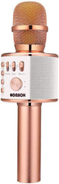 BONAOK Wireless Bluetooth Karaoke Microphone – 3-in-1 Portable Mic & Speaker, Echo Control, MP3 Playback, Compatible with Smartphones, Home Party & Birthday Fun – Rose Gold - PuriLite