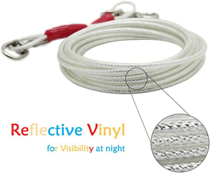 Petest 25ft Reflective Tie-Out Cable for Small Dogs Up to 35 Pounds