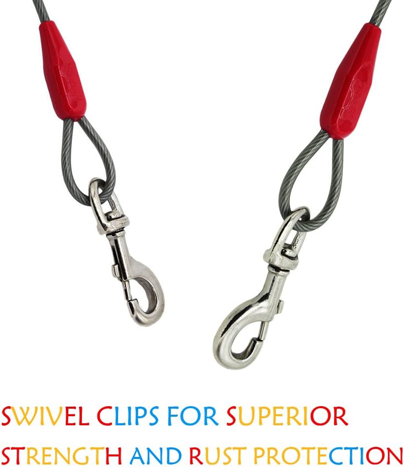 Petest 25ft Reflective Tie-Out Cable for Small Dogs Up to 35 Pounds