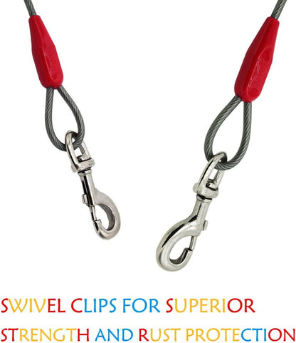 Petest 25ft Reflective Tie-Out Cable for Small Dogs Up to 35 Pounds