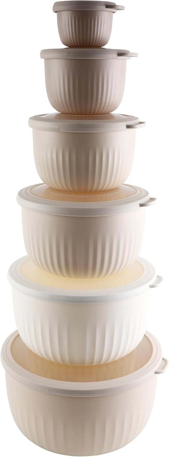 COOK WITH COLOR Prep Bowls with Lids- 8 Piece Nesting Plastic Small Mixing Bowl Set with Lids (Teal Ombre)