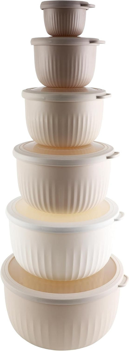 COOK WITH COLOR Prep Bowls with Lids- 8 Piece Nesting Plastic Small Mixing Bowl Set with Lids (Teal Ombre)