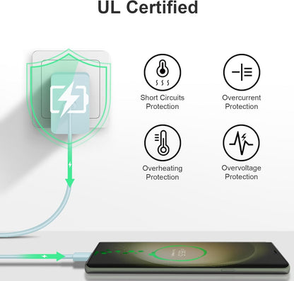 45W Super Fast Charger Type C, 2-Pack 45W USB C Charging Block with 10ft USB C to Type C Cables for Samsung Galaxy S25 S24+/UltraS23/S22/S21/S20/Note10/20 iPhone 16/15 Pro,Pro Max