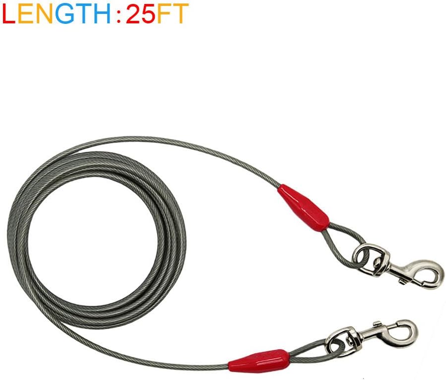 Petest 25ft Reflective Tie-Out Cable for Small Dogs Up to 35 Pounds