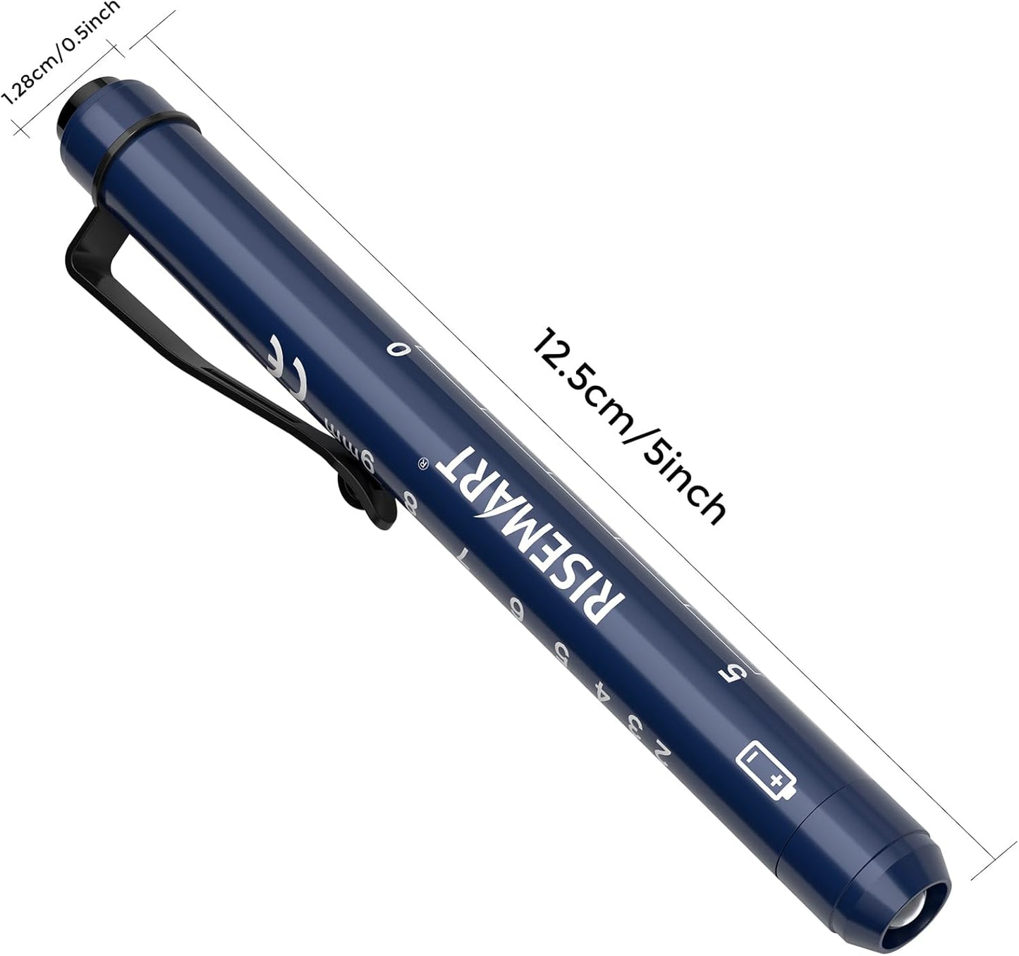 RISEMART Pen Lights for Nurses, 2 Pack Reusable Medical Light with Pupil Gauge and Ruler, White Light LED Penlight for Student Doctors EMT (Black/White)
